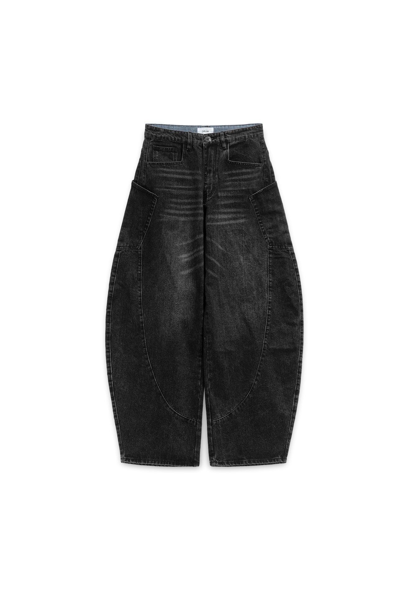 DRUM S. Balloon Cut Washed Denim Super Baggy Jeans- Black
